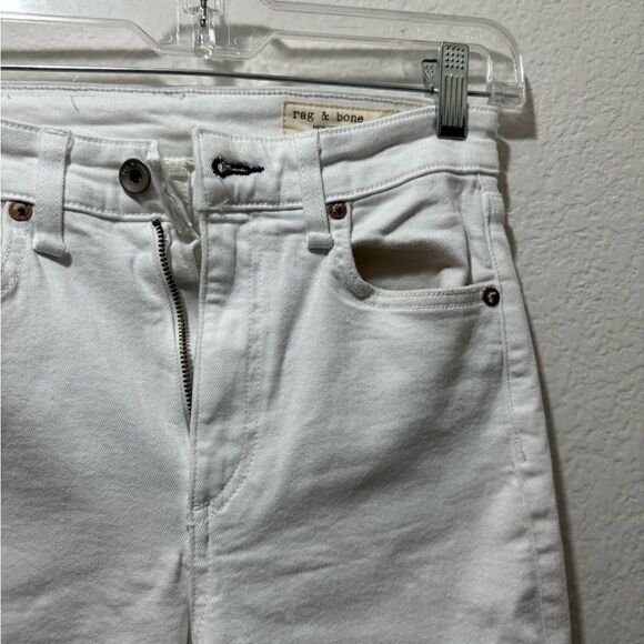 Rag & Bone Nina High Rise Ankle Flare Jeans in Summer White with Holes Size 24 - Picture 4 of 10